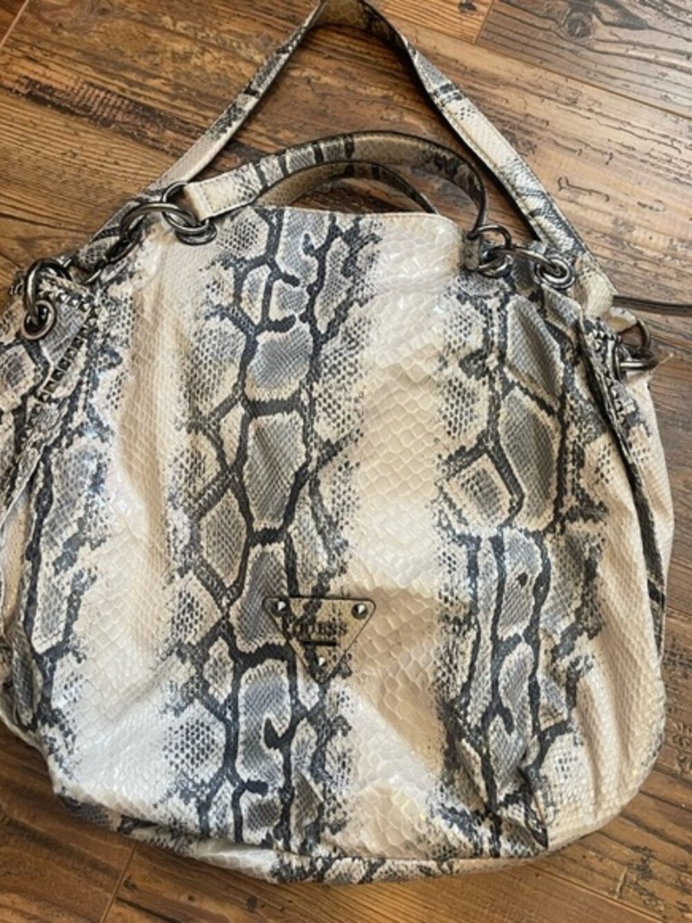 Y2K Chunky Buckle & Studded Faux Leather Guess Hobo Bag